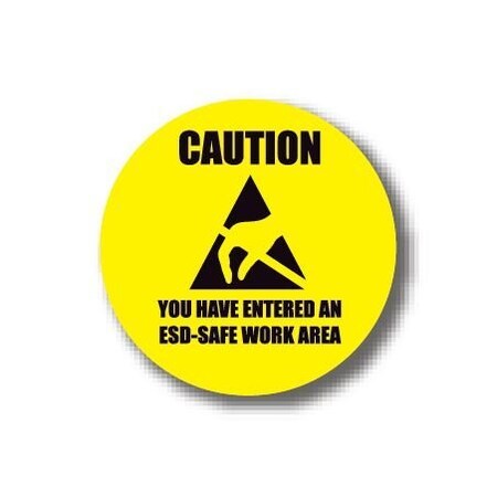 Ergomat 12in CIRCLE SIGNS - Caution You Have Entered An ESD-Safe Work Area DSV-SIGN 144 #1543 -UEN